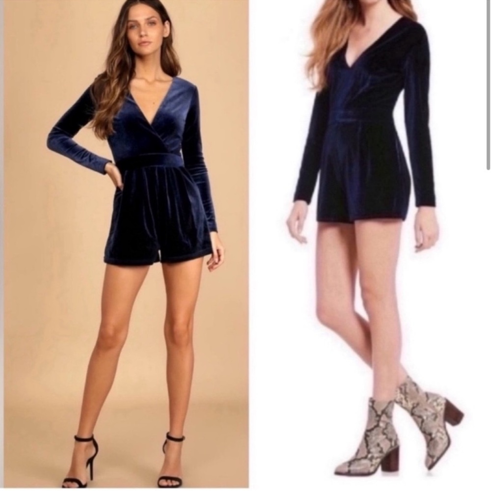 Sugar & Lips velvet navy romper M